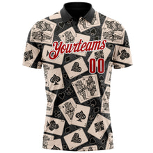 Laden Sie das Bild in den Galerie-Viewer, Custom Black Red-White 3D Gambling Poker Performance Polo Shirt