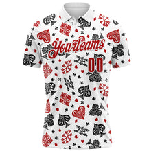 Laden Sie das Bild in den Galerie-Viewer, Custom White Red 3D Gambling Poker Performance Polo Shirt