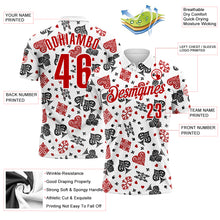 Laden Sie das Bild in den Galerie-Viewer, Custom White Red 3D Gambling Poker Performance Polo Shirt
