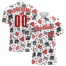 Laden Sie das Bild in den Galerie-Viewer, Custom White Red 3D Gambling Poker Performance Polo Shirt