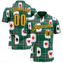 Laden Sie das Bild in den Galerie-Viewer, Custom Green Yellow-Black 3D Gambling Poker Performance Polo Shirt