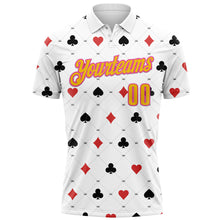 Charger l'image dans la galerie, Custom White Yellow-Pink 3D Gambling Poker Performance Polo Shirt