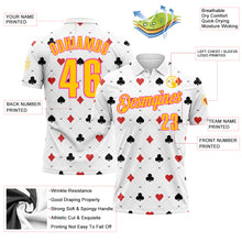 Charger l'image dans la galerie, Custom White Yellow-Pink 3D Gambling Poker Performance Polo Shirt