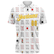 Laden Sie das Bild in den Galerie-Viewer, Custom White Yellow 3D Gambling Poker Performance Polo Shirt