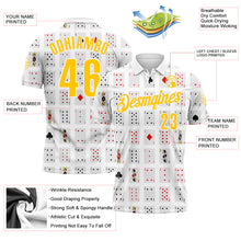 Laden Sie das Bild in den Galerie-Viewer, Custom White Yellow 3D Gambling Poker Performance Polo Shirt