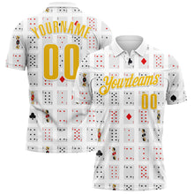 Laden Sie das Bild in den Galerie-Viewer, Custom White Yellow 3D Gambling Poker Performance Polo Shirt