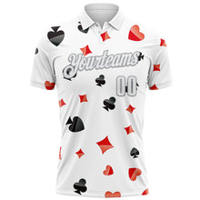 Laden Sie das Bild in den Galerie-Viewer, Custom White Gray 3D Gambling Poker Performance Polo Shirt
