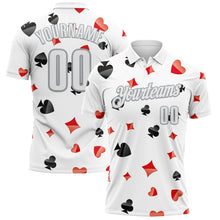 Laden Sie das Bild in den Galerie-Viewer, Custom White Gray 3D Gambling Poker Performance Polo Shirt