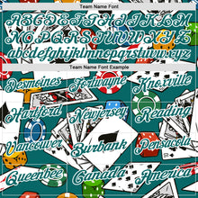 Загрузить изображение в средство просмотра галереи, Custom Teal White 3D Gambling Poker Performance Polo Shirt