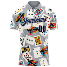 Загрузить изображение в средство просмотра галереи, Custom Gray Navy 3D Gambling Poker Performance Polo Shirt