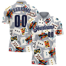 Загрузить изображение в средство просмотра галереи, Custom Gray Navy 3D Gambling Poker Performance Polo Shirt