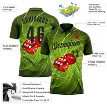 Загрузить изображение в средство просмотра галереи, Custom Green Black 3D Gambling Dice Performance Polo Shirt