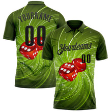 Загрузить изображение в средство просмотра галереи, Custom Green Black 3D Gambling Dice Performance Polo Shirt