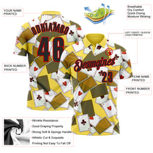 Laden Sie das Bild in den Galerie-Viewer, Custom Yellow Black-Red 3D Gambling Poker Performance Polo Shirt