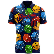 Laden Sie das Bild in den Galerie-Viewer, Custom Navy Red 3D Gambling Dice Performance Polo Shirt