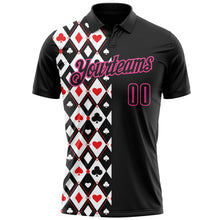 Laden Sie das Bild in den Galerie-Viewer, Custom Black Pink 3D Gambling Poker Performance Polo Shirt