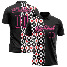Laden Sie das Bild in den Galerie-Viewer, Custom Black Pink 3D Gambling Poker Performance Polo Shirt