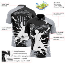 Charger l'image dans la galerie, Custom Black Gray-White 3D Tennis Performance Polo Shirt