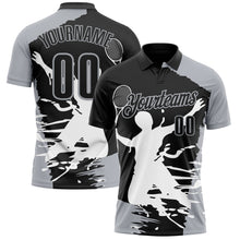 Charger l'image dans la galerie, Custom Black Gray-White 3D Tennis Performance Polo Shirt