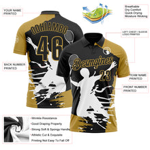 Charger l'image dans la galerie, Custom Black Old Gold-White 3D Tennis Performance Polo Shirt