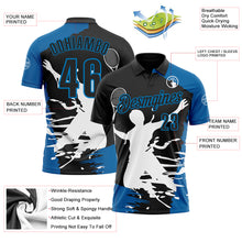 Charger l'image dans la galerie, Custom Black Blue-White 3D Tennis Performance Polo Shirt