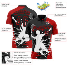 Charger l'image dans la galerie, Custom Black Red-White 3D Tennis Performance Polo Shirt