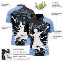 Charger l'image dans la galerie, Custom Black Light Blue-White 3D Tennis Performance Polo Shirt