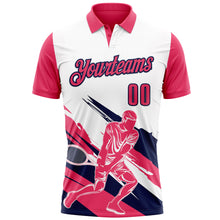 Charger l'image dans la galerie, Custom White Neon Pink-Navy 3D Tennis Performance Polo Shirt