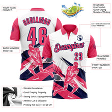Charger l'image dans la galerie, Custom White Neon Pink-Navy 3D Tennis Performance Polo Shirt