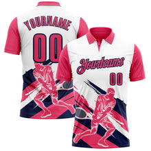 Charger l'image dans la galerie, Custom White Neon Pink-Navy 3D Tennis Performance Polo Shirt