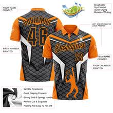 Charger l'image dans la galerie, Custom Steel Gray Black-Bay Orange 3D Tennis Performance Polo Shirt