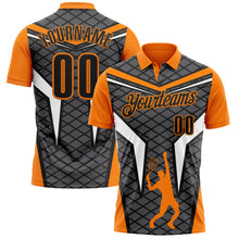 Charger l'image dans la galerie, Custom Steel Gray Black-Bay Orange 3D Tennis Performance Polo Shirt