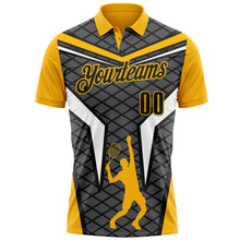 Charger l'image dans la galerie, Custom Steel Gray Black-Gold 3D Tennis Performance Polo Shirt
