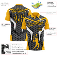 Charger l'image dans la galerie, Custom Steel Gray Black-Gold 3D Tennis Performance Polo Shirt
