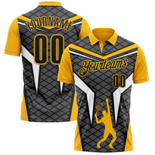 Charger l'image dans la galerie, Custom Steel Gray Black-Gold 3D Tennis Performance Polo Shirt