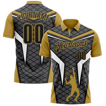 Charger l'image dans la galerie, Custom Steel Gray Black-Old Gold 3D Tennis Performance Polo Shirt