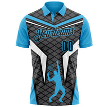 Charger l'image dans la galerie, Custom Steel Gray Black-Sky Blue 3D Tennis Performance Polo Shirt