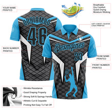 Charger l'image dans la galerie, Custom Steel Gray Black-Sky Blue 3D Tennis Performance Polo Shirt