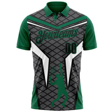 Charger l'image dans la galerie, Custom Steel Gray Black-Kelly Green 3D Tennis Performance Polo Shirt