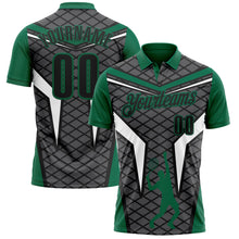 Charger l'image dans la galerie, Custom Steel Gray Black-Kelly Green 3D Tennis Performance Polo Shirt