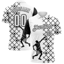 Laden Sie das Bild in den Galerie-Viewer, Custom White Black 3D Tennis Performance Polo Shirt