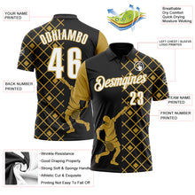 Charger l'image dans la galerie, Custom Black White-Old Gold 3D Tennis Performance Polo Shirt