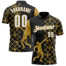 Charger l'image dans la galerie, Custom Black White-Old Gold 3D Tennis Performance Polo Shirt