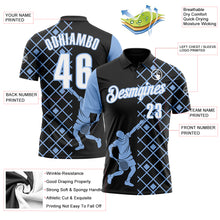 Charger l'image dans la galerie, Custom Black White-Light Blue 3D Tennis Performance Polo Shirt