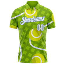 Charger l'image dans la galerie, Custom Neon Green White-Light Blue 3D Tennis Performance Polo Shirt