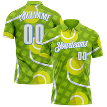 Charger l'image dans la galerie, Custom Neon Green White-Light Blue 3D Tennis Performance Polo Shirt