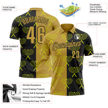 Charger l'image dans la galerie, Custom Black Old Gold 3D Tennis Performance Polo Shirt