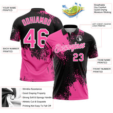 Charger l'image dans la galerie, Custom Pink Black-White 3D Pattern Design Abstract Brush Stroke Performance Polo Shirt