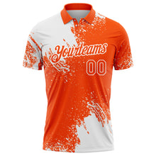Laden Sie das Bild in den Galerie-Viewer, Custom White Orange 3D Pattern Design Abstract Brush Stroke Performance Polo Shirt