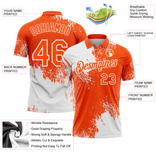 Laden Sie das Bild in den Galerie-Viewer, Custom White Orange 3D Pattern Design Abstract Brush Stroke Performance Polo Shirt